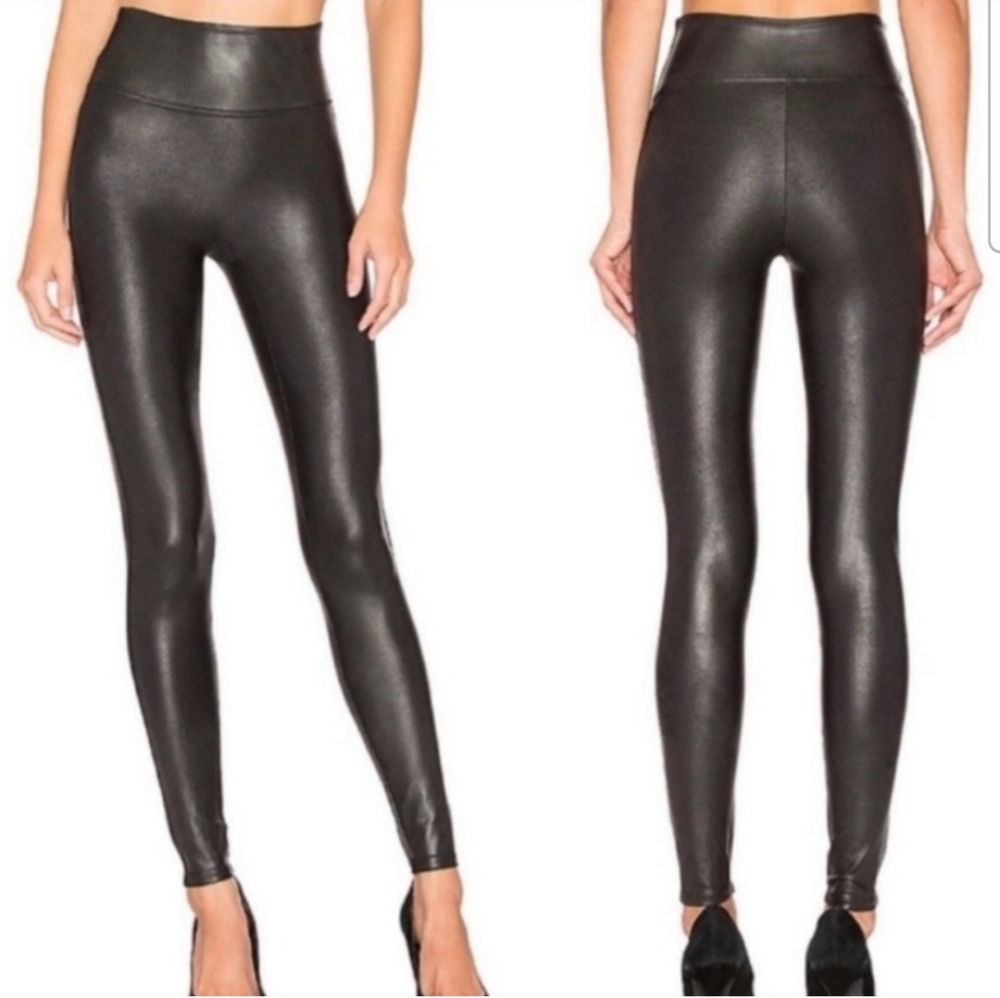 Spanx Faux Leather Black High Rise Leggings Size XL